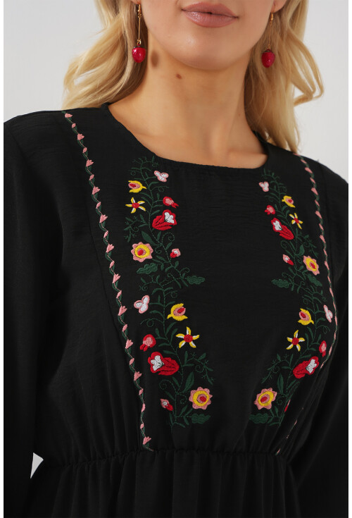 Kadın Nakışlı Uzun Tesettür Elbise 2550