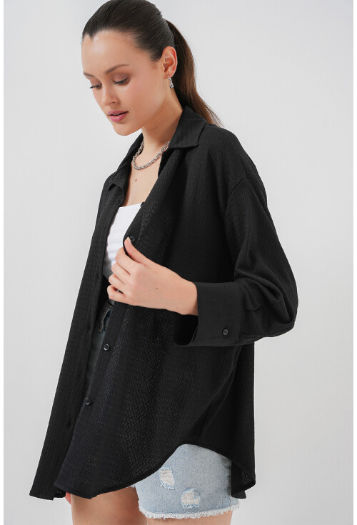 Kadın Örme Oversize Gömlek 20264