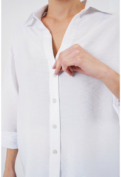 Kadın Oversize Kısa Kol Gömlek 20315