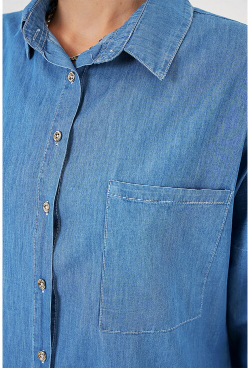 Kadın Oversize Kot Gömlek 20280