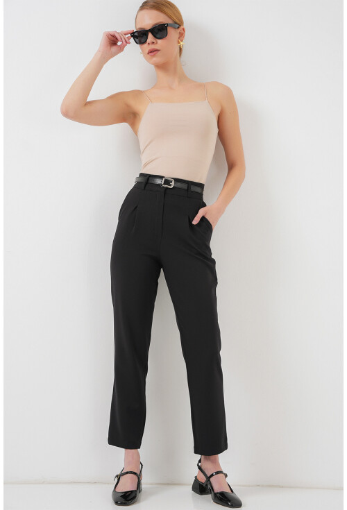 Kadın Pileli Kemerli Kumaş Pantolon 6725