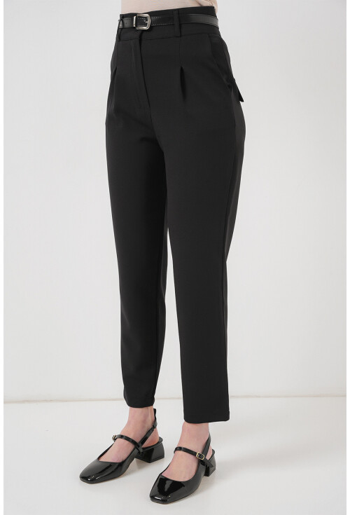 Kadın Pileli Kemerli Kumaş Pantolon 6725