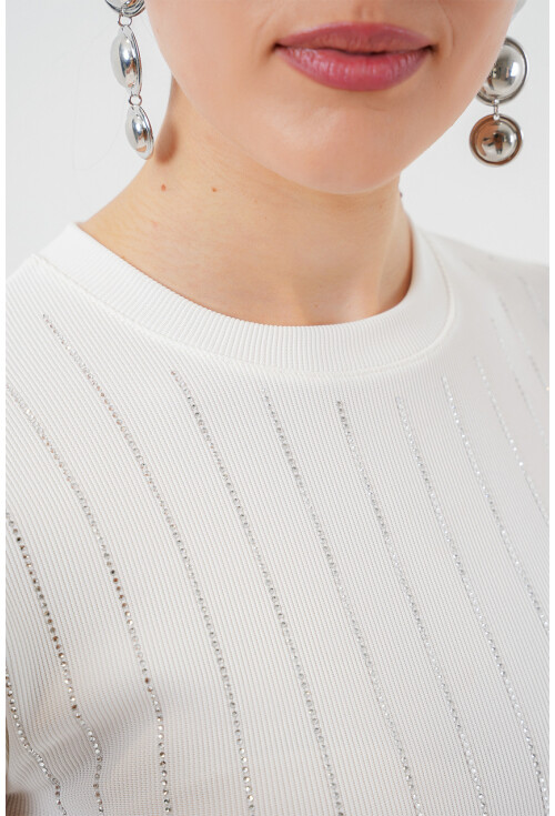 Kadın Sıfır Kol Taşlı Bluz 931