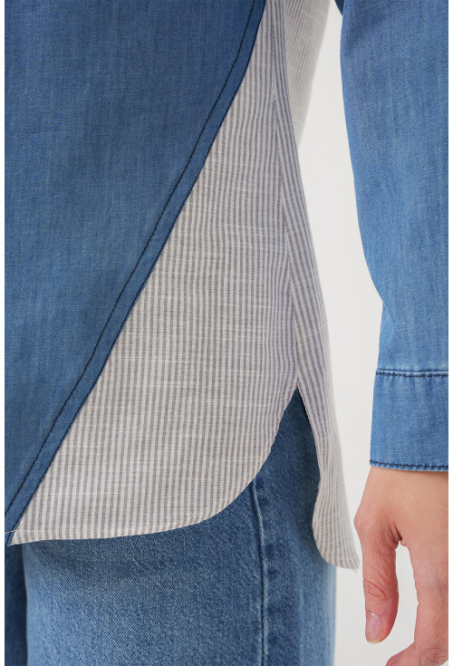 Kadın Sırt Detaylı Kot Gömlek 20305