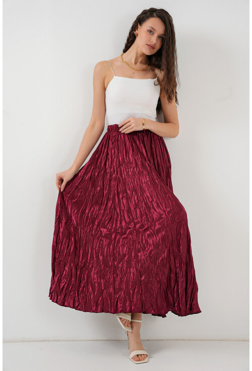 Kadın Uzun Kırışık Etek 8034