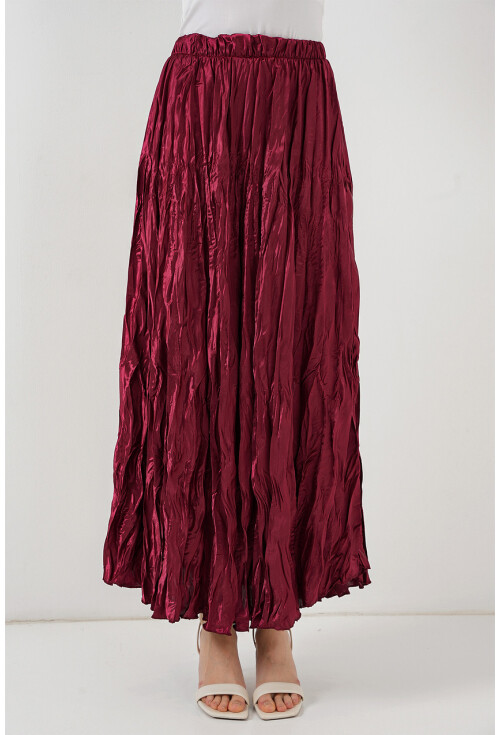 Kadın Uzun Kırışık Etek 8034