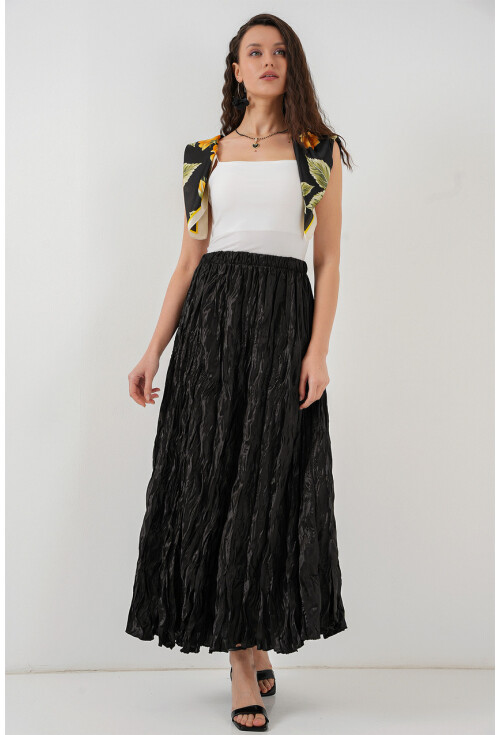 Kadın Uzun Kırışık Etek 8034