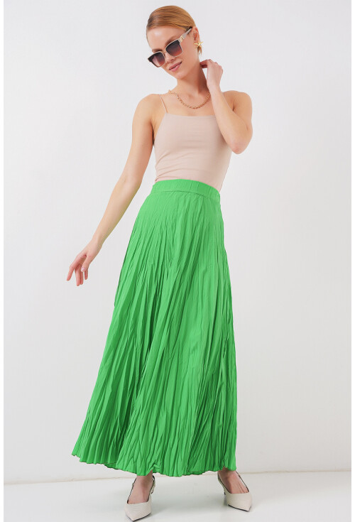 Kadın Uzun Kırışık Etek 8042