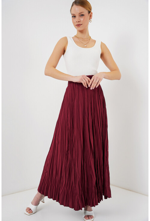 Kadın Uzun Kırışık Etek 8042