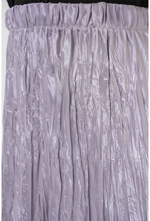 Kadın Uzun Kırışık Parlak Etek 8034