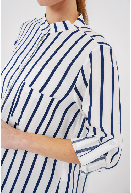 Kadın Uzun Kollu Çizgili Gömlek 20283