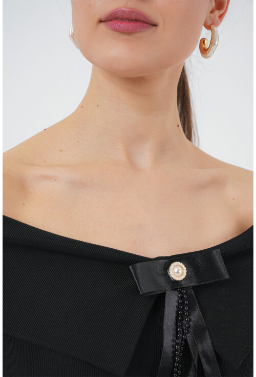 Kurdele Detaylı Örme Bluz 949