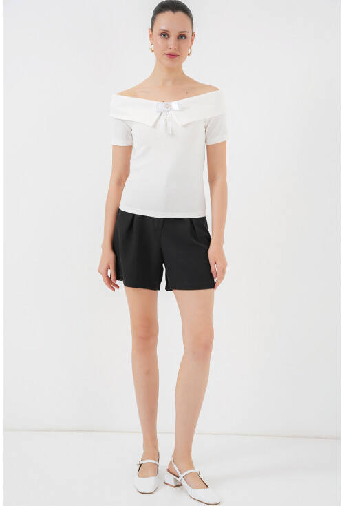 Kurdele Detaylı Örme Bluz 949