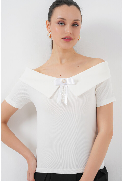 Kurdele Detaylı Örme Bluz 949