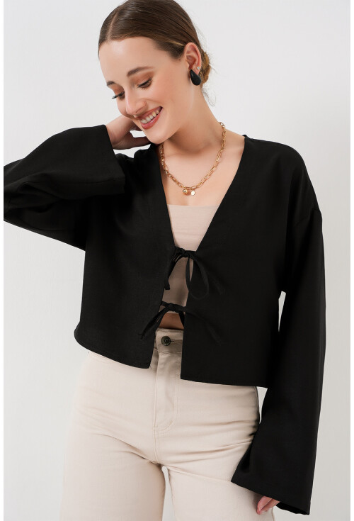 Önü Bağlamalı Keten Kimono 960