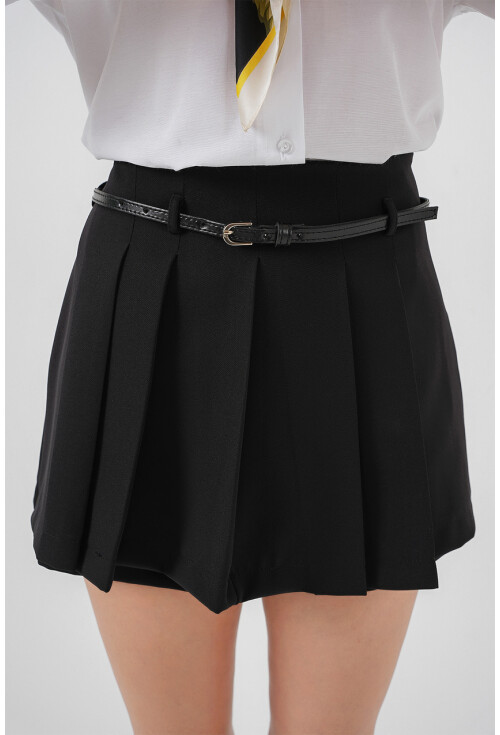 Pileli Mini Şort Etek 5336