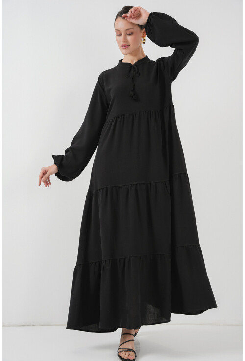 T1627 Dress With Lace-Up Collar