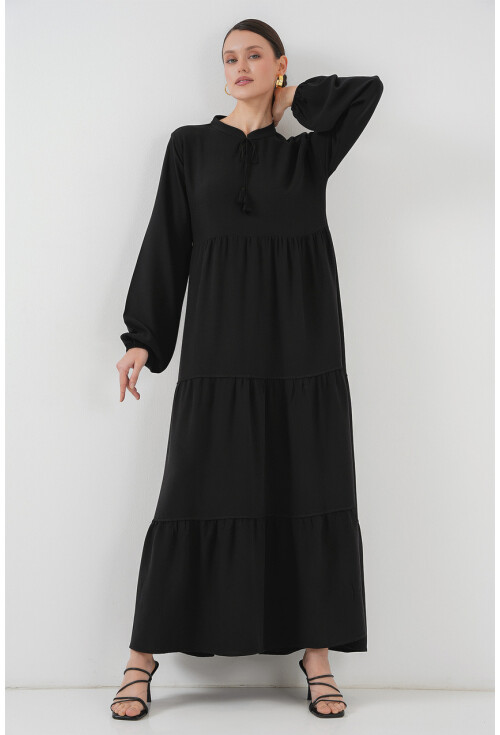 T1627 Dress With Lace-Up Collar