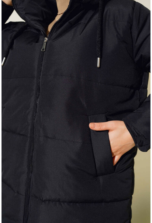 T5163 Kapüşonlu Tesettür Oversize Şişme Mont