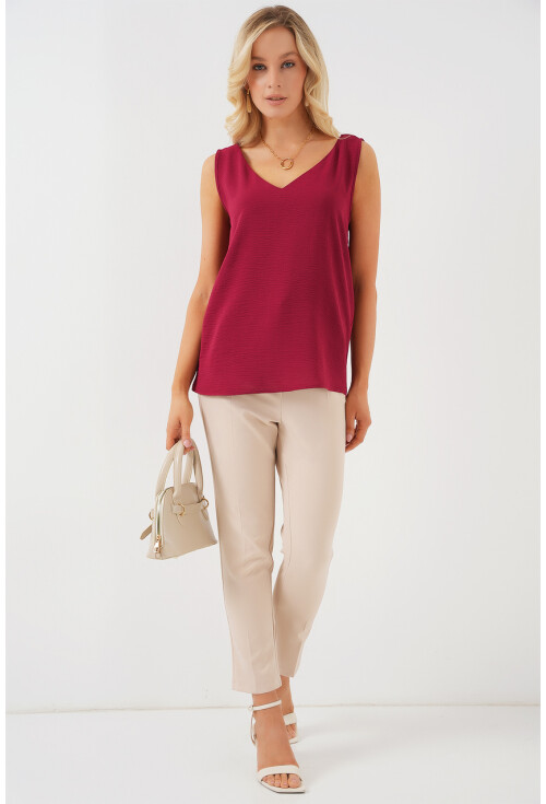 V Yaka Sıfır Kol Bluz 950