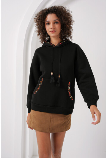55443 Nakışlı Oversize Sweatshirt