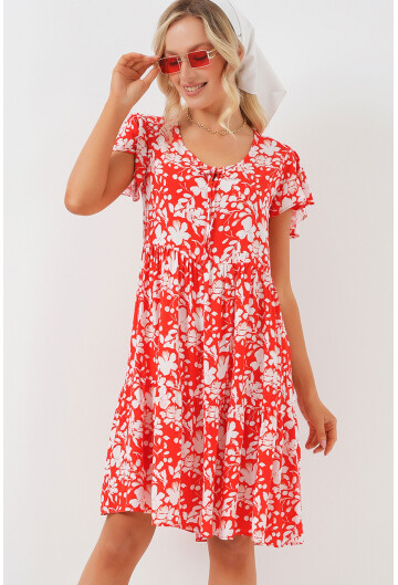 2352 V Yaka Kısa Elbise