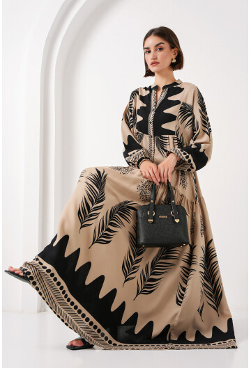 2423 Otantik Desenli Tesettür Elbise