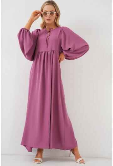 Kadın Balon Kol Uzun Tesettür Elbise 2464