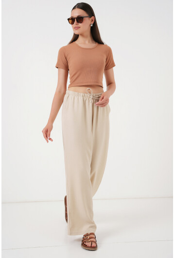 Kadın Geniş Paça Keten Pantolon 6735