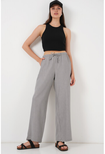 Kadın Geniş Paça Keten Pantolon 6735