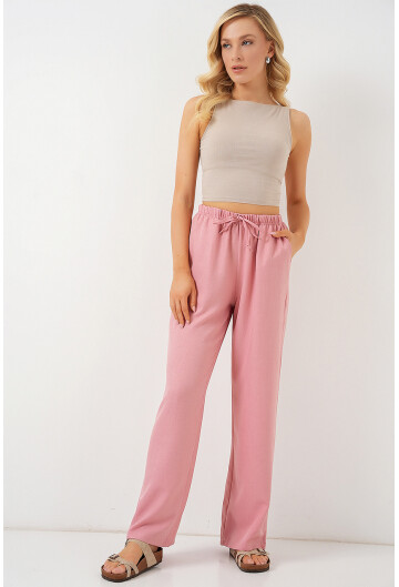 Kadın Geniş Paça Keten Pantolon 6735