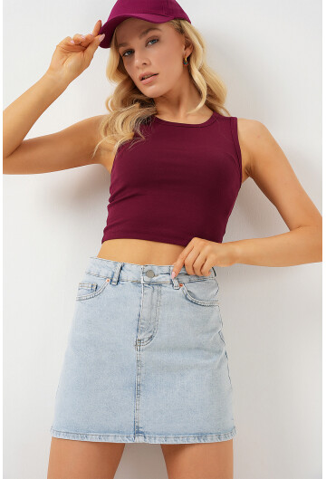 Kadın Mini Kot Etek 8049