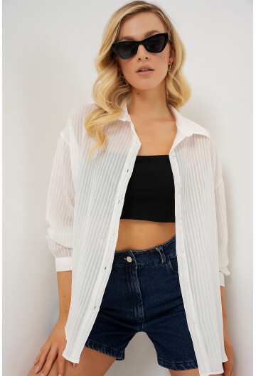 Kadın Uzun Oversize Gömlek 20320