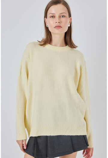 15895 Baklava Desenli Oversize Triko Kazak