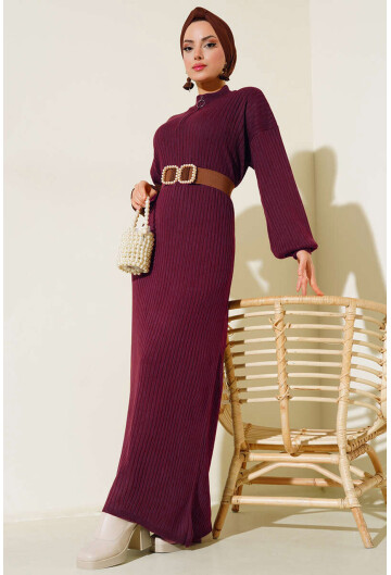 15900 Boydan Tesettür Triko Elbise