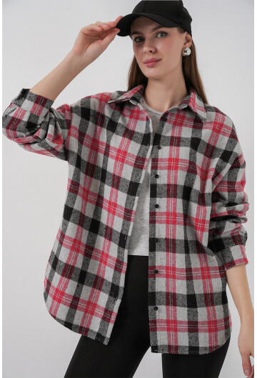 3854 Ekose Desen Çift Cepli Gömlek