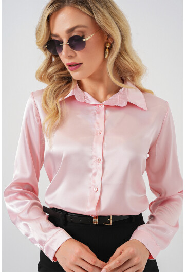 3964 Hafif Dökümlü Saten Gömlek