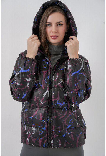 5125 Patterned Puffer Coat