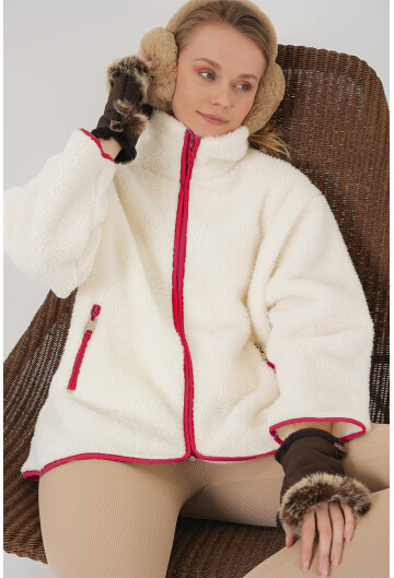 5211 Fermuarlı Peluş Mont