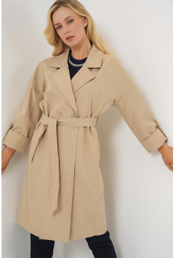 9104 Lined Double-Breasted Trench Coat