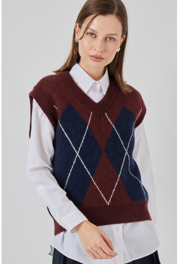 Kadın Baklava Desenli Süveter 15940