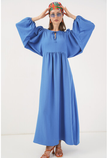 Kadın Balon Kol Uzun Tesettür Elbise 2464