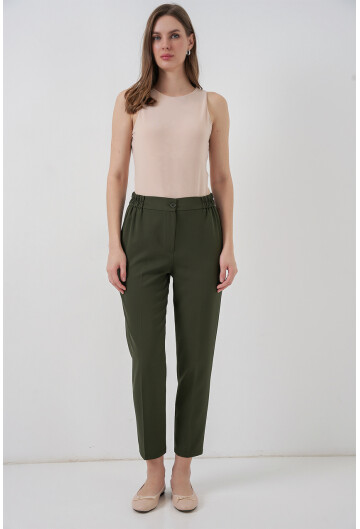 Kadın Beli Lastikli Kumaş Pantolon 30058