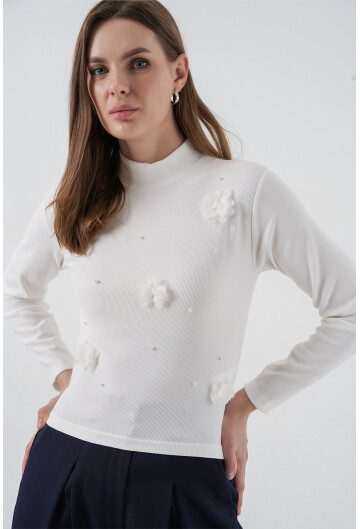 Kadın Çiçekli Örme Bluz 978