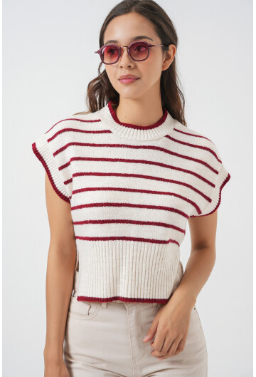 Kadın Çizgili Triko Süveter 15926