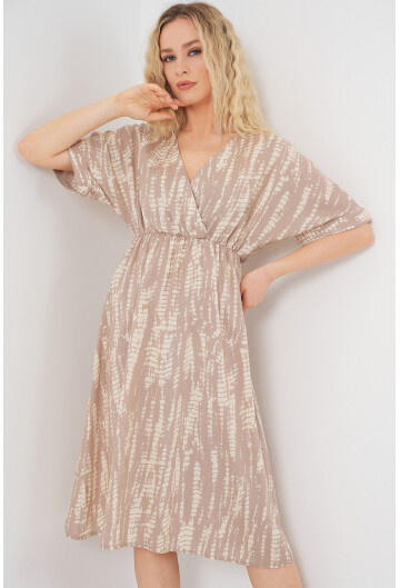 Kadın Desenli Kısa Kol Elbise 2569