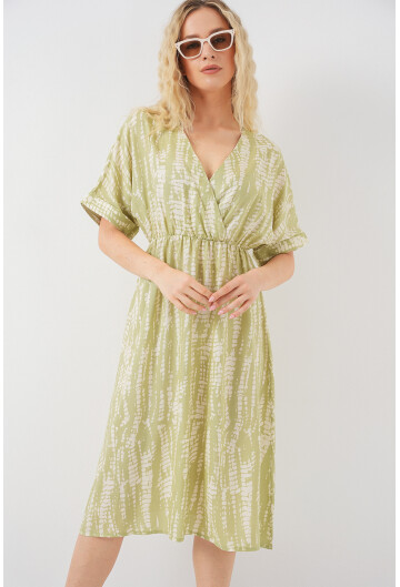 Kadın Desenli Kısa Kol Elbise 2569