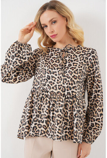 Kadın Desenli Uzun Kol Bluz 970