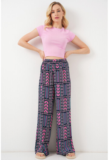 Kadın Desenli Viskon Pantolon 6749