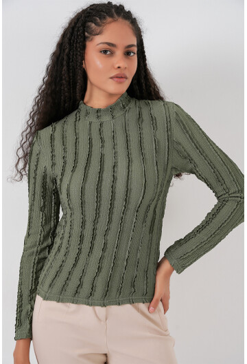Kadın Dokulu Esnek Örme Bluz 975